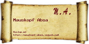 Mauskopf Absa névjegykártya